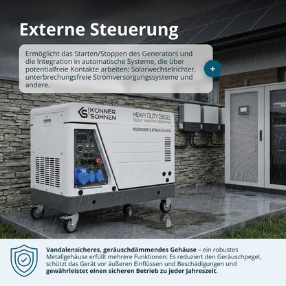 "Könner & Söhnen" Diesel Inverter Generator in Soundproof Casing KS 6500iDE S ATSR  - 6kVA Nennleistung - Dieselmotor - 230V