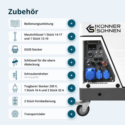 "Könner & Söhnen" Diesel Inverter Generator in Soundproof Casing KS 6500iDE S ATSR  - 6kVA Nennleistung - Dieselmotor - 230V