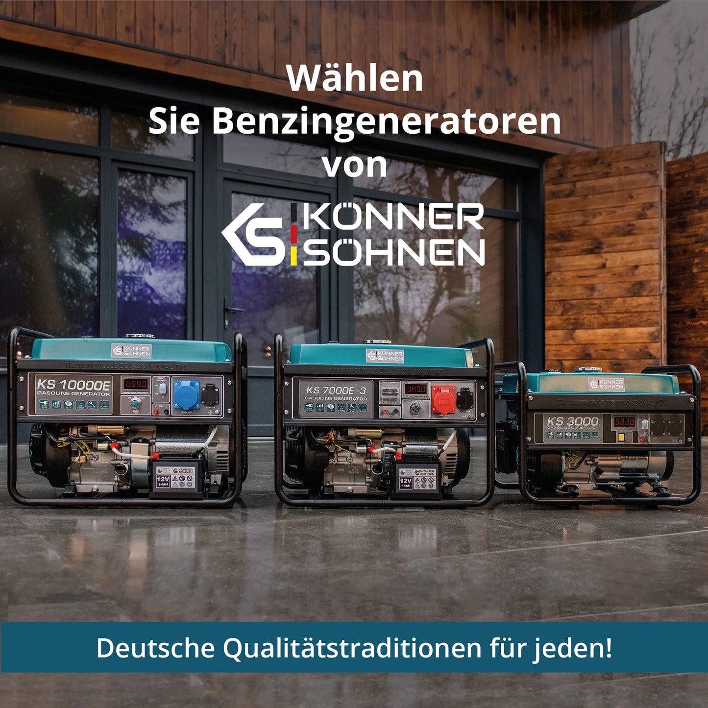 "Könner & Söhnen" Inverter-Generator KS 7000E 1/3 - 5kW Nennleistung - Benzinmotor - 230/400V