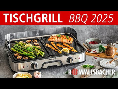 Rommelsbacher BBQ 2025 Tischgrill ed/sw 2000W 2 Grillplatten 22,5x28,5cm